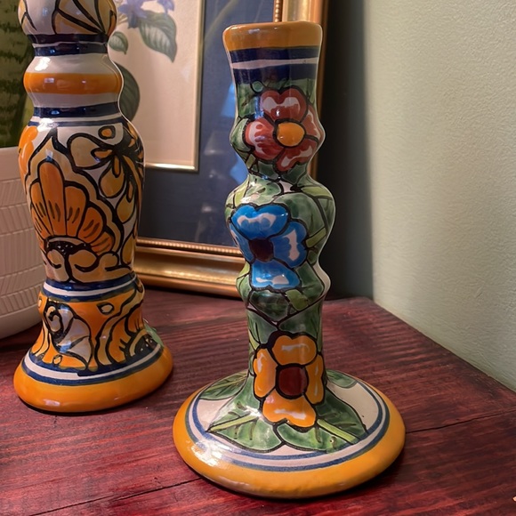 Vintage Mexican Folkart Candlesticks - Picture 4 of 7